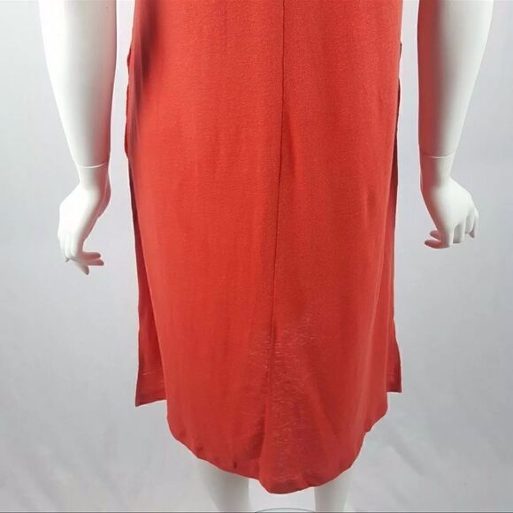 LOGO Lori Goldstein Size XS Orange Sleeveless Tank Top Stretch Midi Dress Lounge - Picture 8 of 9